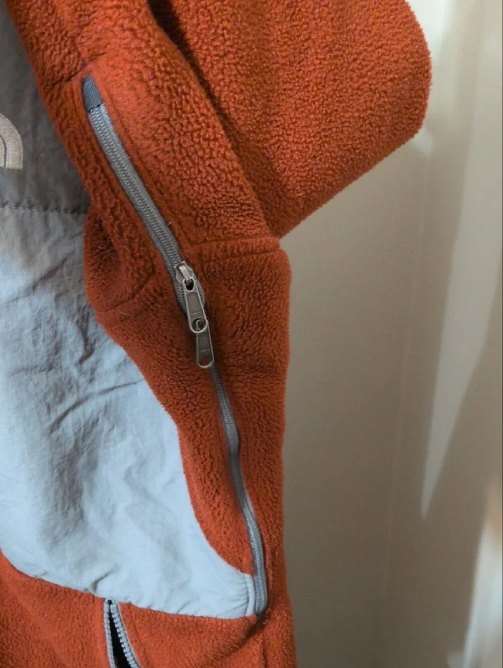 The North Face Men's Two-Tone Rust and Light Gray Fleece Jacket